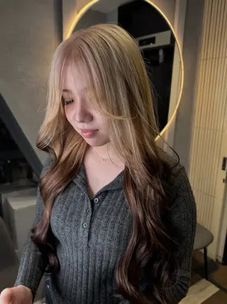 セミロング カラー dao/ミルクティー /ブラウン/ブロンドのヘアスタイル