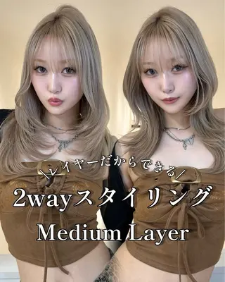 ミディアム カラー 平成ギャル×韓国 mix💖MIKUのヘアスタイル