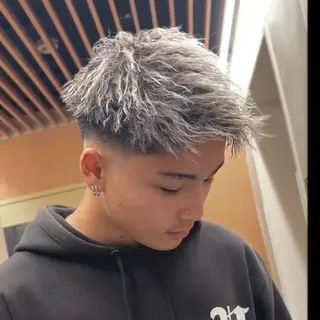 カラー パーマ メンズ 💋ホワイトメッシュ /パーマ/メンズ💋のヘアスタイル