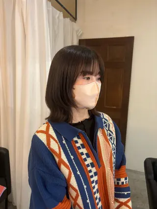 ミディアム カラー 顔周りカット ピンク カラー♡りりのヘアスタイル