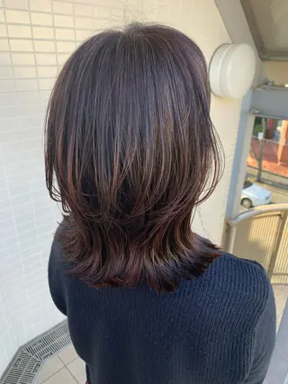 ミディアム カラー パーマ トップスタイリスト 💙藤原 純のヘアスタイル