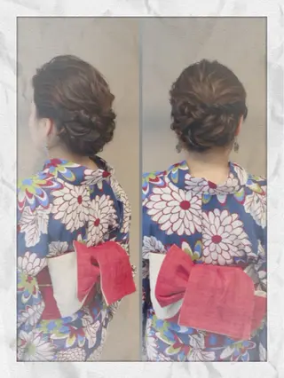 セミロング ヘアアレンジ ヘアセット/着付け 𓇼 松本 夏美𓇼のヘアスタイル