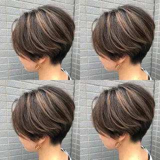 ショート カラー 似合わせ レイヤー須川のヘアスタイル