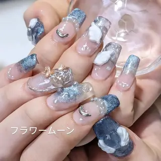 ネイル フラワー ムーンのネイルデザイン