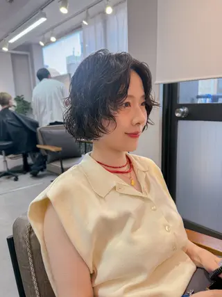 ショート カラー パーマ パーマ＊ 顔まわり似合わせのヘアスタイル