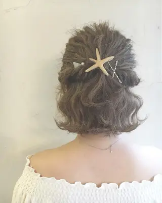 ミディアム セミロング カラー ヘアアレンジ LoRE hair 四条河原町　西尾友里のヘアスタイル