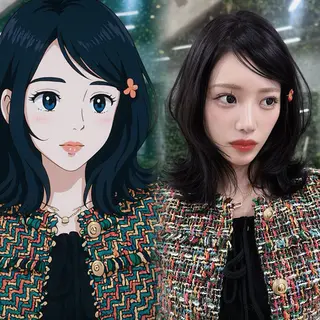 ミディアム カラー Pocket仙台 💚モエリのヘアスタイル