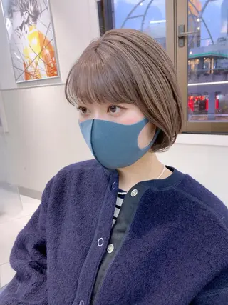 ショート カラー ボブ/透明感ベージュ 🫧クルミ🌟のヘアスタイル