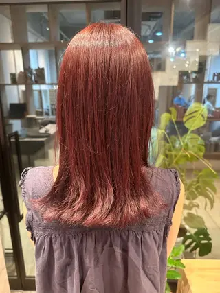 ミディアム カラー ボブ/レイヤー/ニュ アンスパーマ/小夏のヘアスタイル