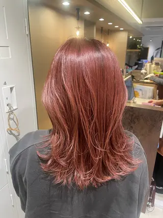 ミディアム カラー 暖色/ブリーチ/メン ズパーマ/ﾐﾜﾁｶｺのヘアスタイル