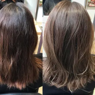 セミロング カラー 濱岡 恭子のヘアスタイル