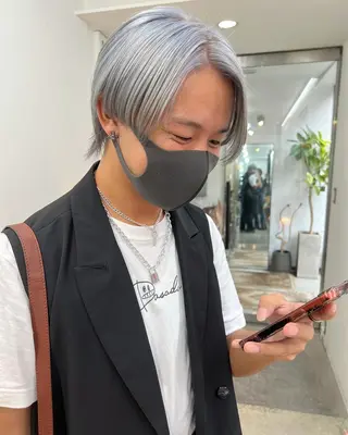 ミディアム カラー パーマ ヘアアレンジ メンズ 【池袋/スパイキー ショート】ⓝⓘⓜⓤのヘアスタイル