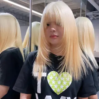 セミロング カラー 花香竜太/エクステ /ハイトーンカラーのヘアスタイル