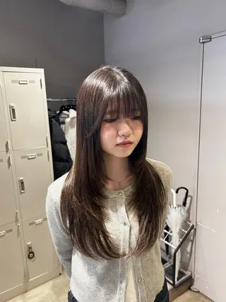 ロング カラー 🥯縮毛/レイヤー/ ベージュヘア🥯のヘアスタイル