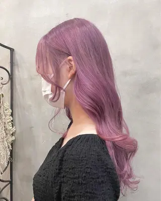 ロング カラー ヘアアレンジ 【ピンク/韓国ヘア/ ヘアセット】亜海のヘアスタイル