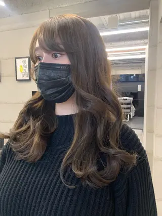 ミディアム カラー ヘアアレンジ 透明感/オリーブ/ グレージュ/YUKAのヘアスタイル