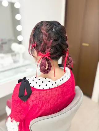 セミロング ヘアアレンジ ヘアセットサロン /上坪愛美のヘアスタイル