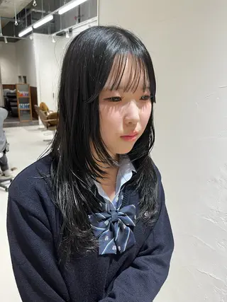 セミロング カラー レイヤーカット/カラ ー/U24/河野凜のヘアスタイル