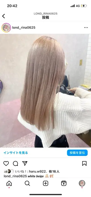 ミディアム カラー rina／ベージュ ワンホン/韓国ヘアのヘアスタイル