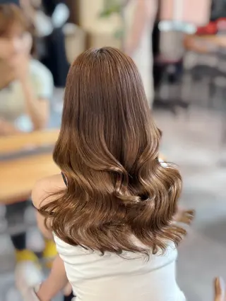ロング カラー ♥韓国レイヤー/透明 感カラー/顔周りのヘアスタイル