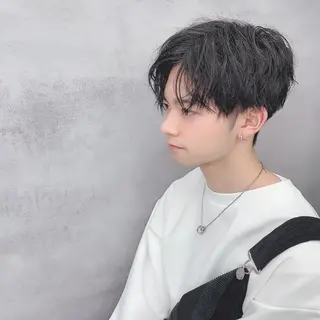 ショート カラー パーマ メンズ ［銀座］淡色 ラベンダー🫧大村のヘアスタイル