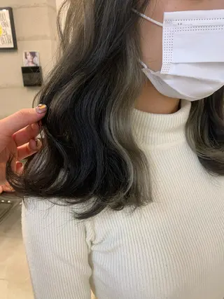 ミディアム カラー 透明感/オリーブ/ グレージュ/YUKAのヘアスタイル