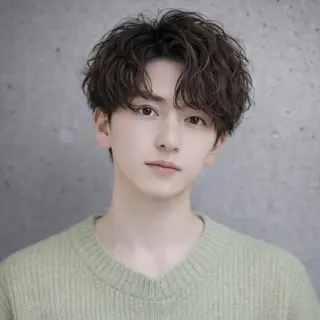 メンズ 表参道フェザーパーマ ニュアンスパーマのヘアスタイル