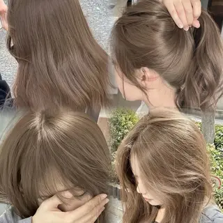 ミディアム カラー 山崎/ボブ縮毛矯正 レイヤー髪質改善のヘアスタイル