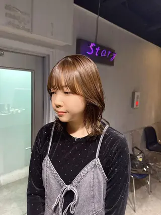 ミディアム カラー NANAMI🩵 大人可愛い韓国ヘアのヘアスタイル