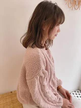 ミディアム パーマ 顔周りレイヤー/韓国 ブリーチminamiのヘアスタイル