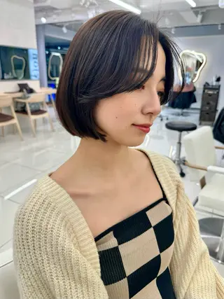 ミディアム ショート/ボブ/ 白髪ぼかし/しんやのヘアスタイル