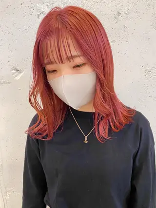 セミロング カラー ブリーチなしカラー ダブルカラーエクステのヘアスタイル