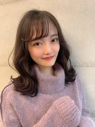 ミディアム カラー 透明感/オリーブ/ グレージュ/YUKAのヘアスタイル