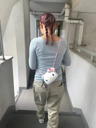 カラー ブリーチカラー🎀 韓国風/寺門美優のヘアスタイル