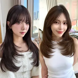 ロング カラー 似合わせレイヤー/ 透明感カラーのヘアスタイル