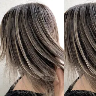 ミディアム カラー JuNブリーチに 縮毛矯正するプロのヘアスタイル