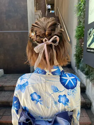 ブリーチなしカラー ダブルカラーエクステのヘアスタイル