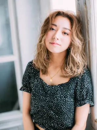 ミディアム カラー パーマ ヘアアレンジ 北九州美容室 🕊️わかな✂︎のヘアスタイル