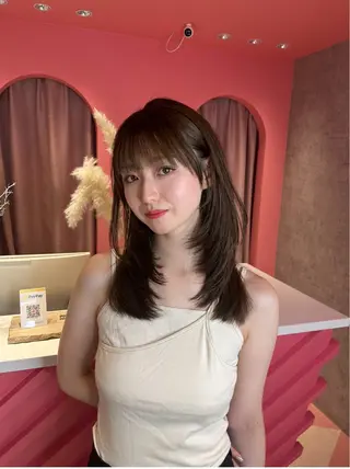 ミディアム カラー 山崎/ボブ縮毛矯正 レイヤー髪質改善のヘアスタイル