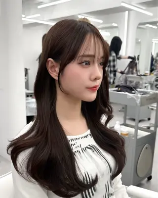 セミロング 前髪顔まわりカット 🌈中村海聖のヘアスタイル