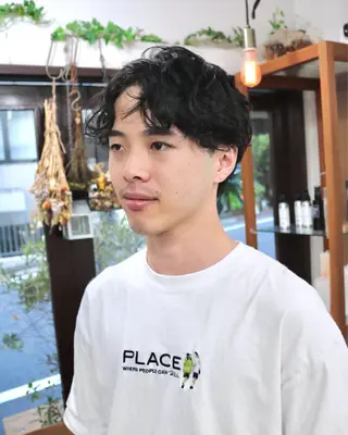 ショート パーマ メンズ 木村陸弥 似合わせ 透明感カラー🌿のヘアスタイル