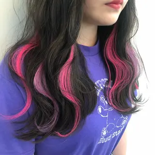 ロング カラー エクステ ハイトーン 💭黒崎ハルカのヘアスタイル
