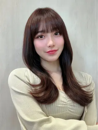 ロング カラー 新宿✨顔周りカット 韓国ヘア/坂本亜裟海のヘアスタイル