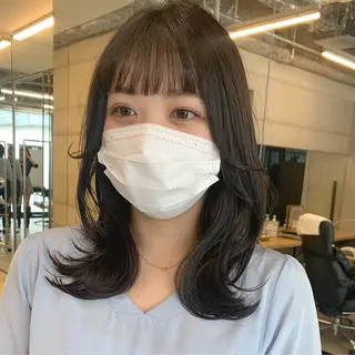 ミディアム カラー 透明感/オリーブ/ グレージュ/YUKAのヘアスタイル