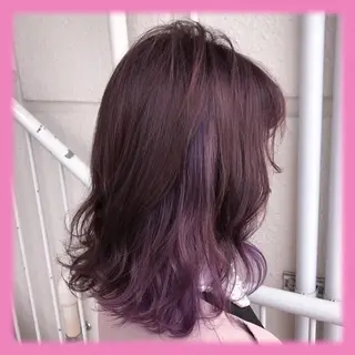 ミディアム カラー SHIN/レイヤー カット×クロスパーマのヘアスタイル