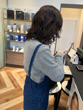 セミロング パーマ k-twoたき✨艶感 カラー/美髪矯正のヘアスタイル