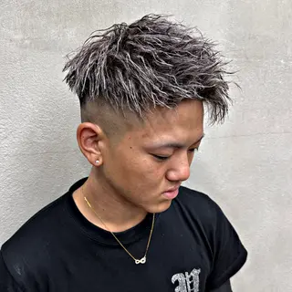 ショート カラー パーマ 💈メッシュパーマ 特化💈ユウマ💈のヘアスタイル