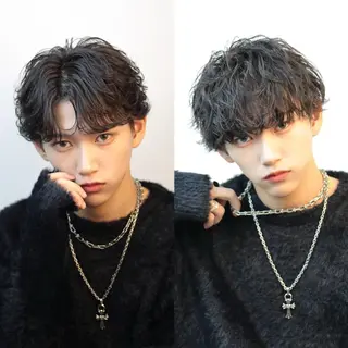 メンズ メンズマッシュ/ パーマ🔥ハイトーンのヘアスタイル