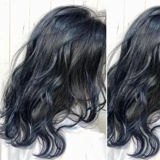 ミディアム カラー JuNブリーチに 縮毛矯正するプロのヘアスタイル