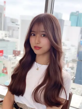 ロング カラー 顔まわりの神様✨ 透明感カラー藤嶋秀幸のヘアスタイル